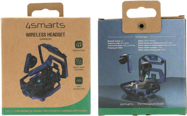 Actual product image 4smarts TWS Bluetooth Headphones GameBuds (No noise cancelling, 24 h, Cable)