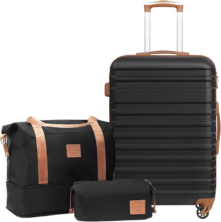 Coolife 3-teiliges Hartschalenkoffer-Set mit TSA-Schloss (60 l, M (50 - 90l))
