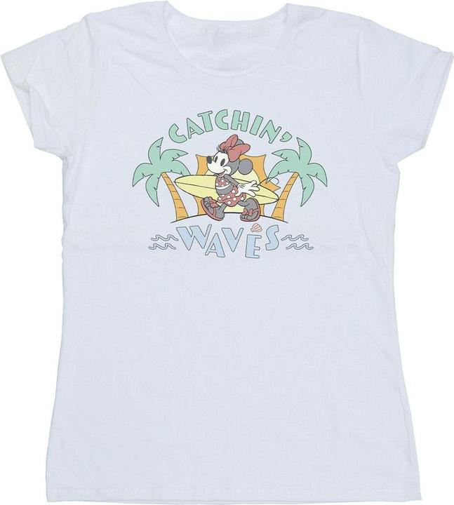 Actual product image Disney Womens/Ladies Minnie Mouse Catchin Waves Cotton T-Shirt (S)