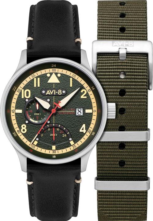 Actual product image AVI-8 AV-4101-0A Hawker Hurricane McKellar Dual Time (Pilot watch)