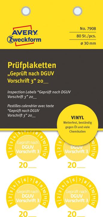 Produktbild Avery Prüfplaketten