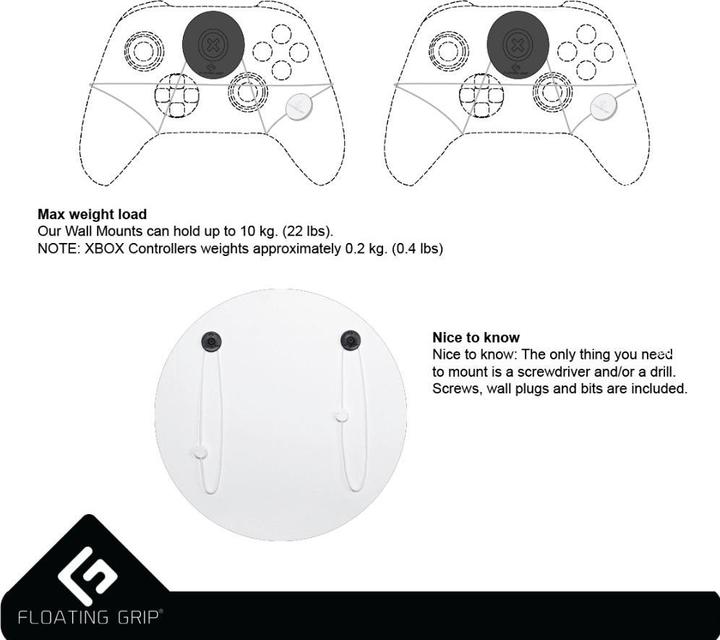 Actual product image Floating Grip XBox Controller Wall Mount (Xbox Series X, Xbox One X, Xbox One S, Xbox Series S)