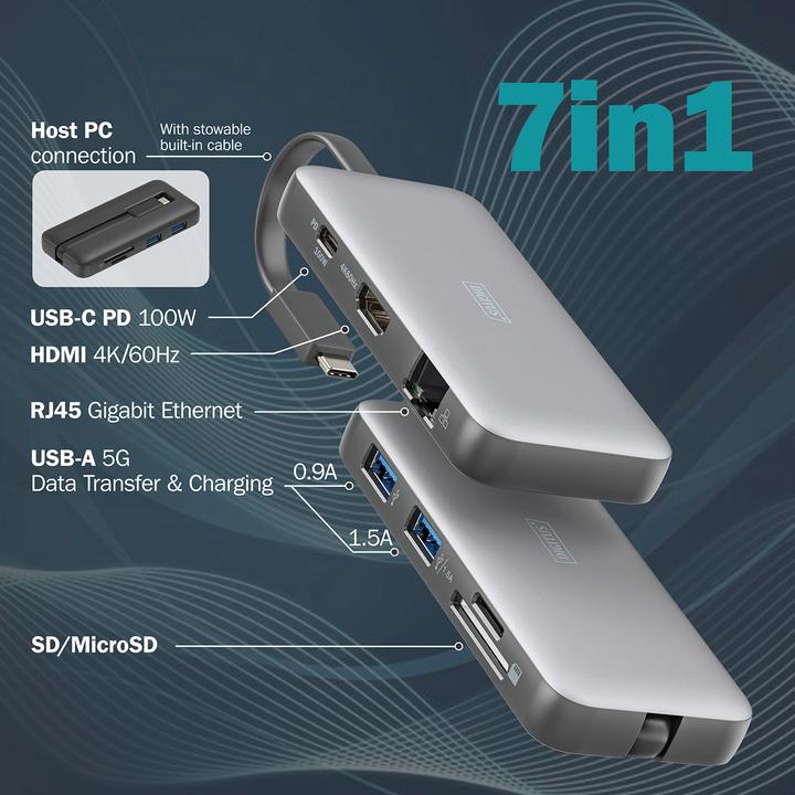Produktbild Digitus USB-C Travel Docking Station, 7-Port (USB-C, 7 Ports)