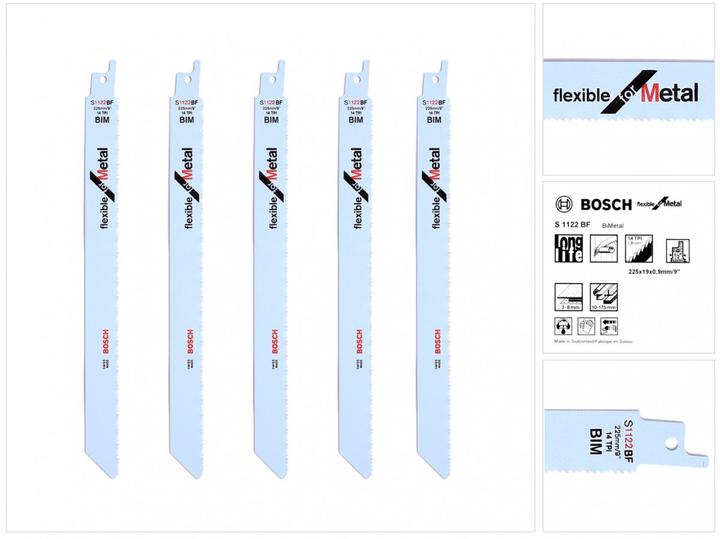 Actual product image Bosch Professional Zubehör Reciprocating saw blade S 1122 BF Flexible for Metal, 5-pack