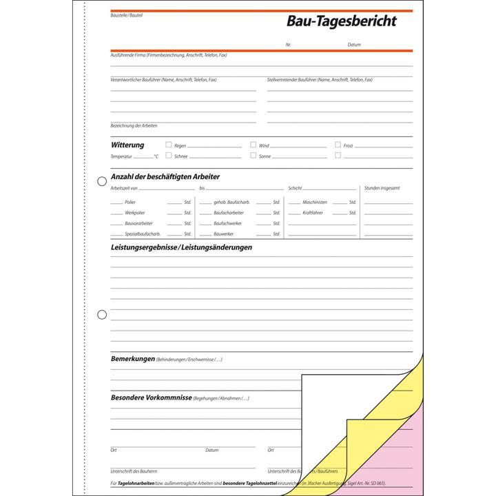 Immagine prodotto Sigel Diario di costruzione Formato carta: DIN A4 Numero di fogli: 3 x 40 fogli. (40 x)