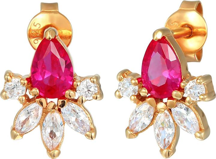 Actual product image Elli Earrings cubic zirconia synthetic ruby 925 silver (925 Sterling silver, Synthetic ruby, Zirconia)