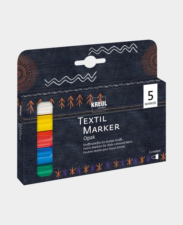 Immagine prodotto Kreul Texi Mäx Opak Set di Base (Giallo, Verde, Bianco, Blu, Rosso, 4 mm, 5 x)