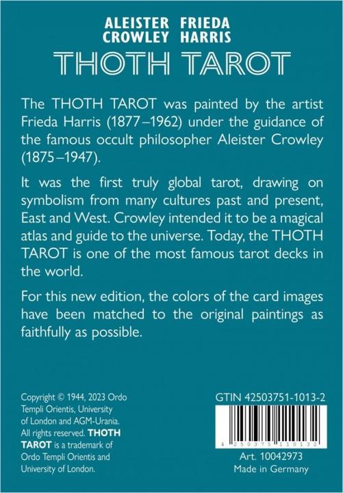Actual product image Aleister Crowley Thoth Tarot (Deluxe Edition, English, GB), with 1 book, with 78 inserts, 2 parts (English, Aleister Crowley, Frieda Harris, 2024)