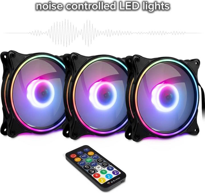 Produktbild Intertech Inter-Tech Lüfter 120*120*25 ARGUS RGB-FAN SET RS-08, 3X retail (120 mm, 3 x)