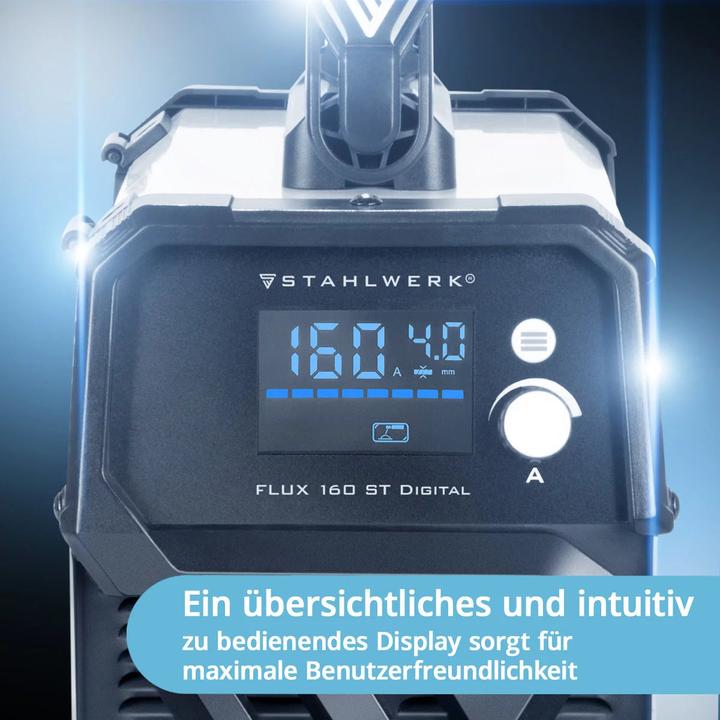 Produktbild Stahlwerk Schweissgerät FLUX 160 ST Digital mit 160 A, synergischem Drahtvorschub