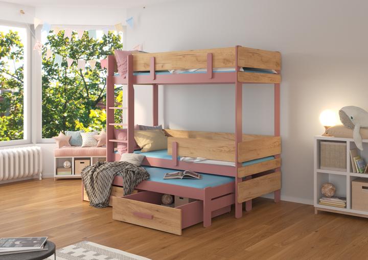 Actual product image ADRK Furniture Triple Bunk Bed with Mattresses ETAPO 180x80 (180 x 80 cm)