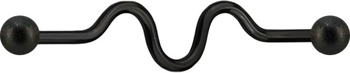 Produktbild Star Piercing Barbell schwarz zig zag mit zwei Kugeln gesprenkelt (ohne Messing, Chirurgenstahl 316L)