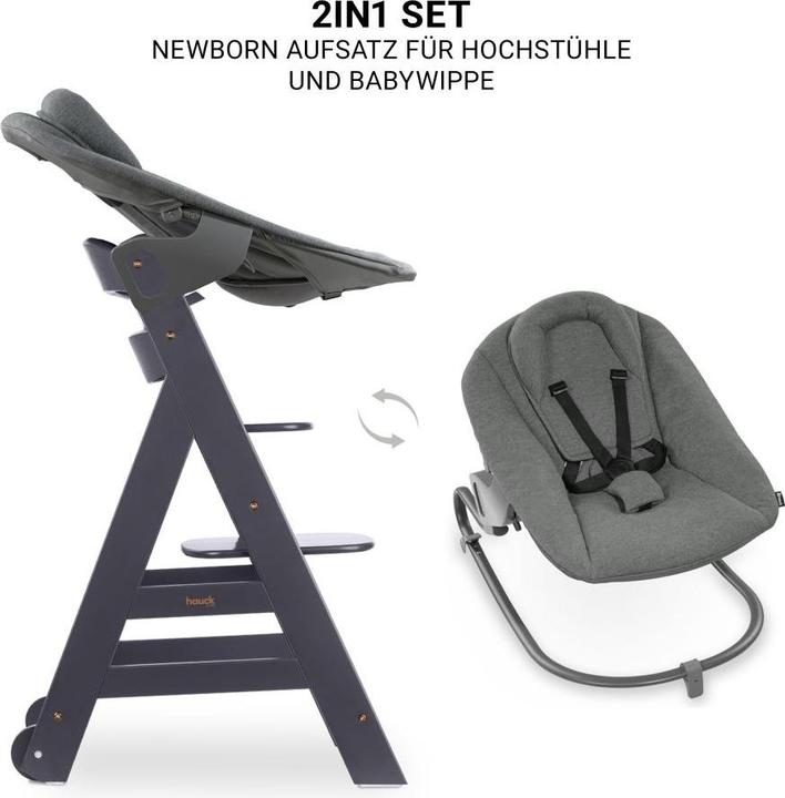 Hauck Hochstühle Beta Plus Dark Grey 5-tlg. Newborn Set - Hochstuhl (Hochstuhl)
