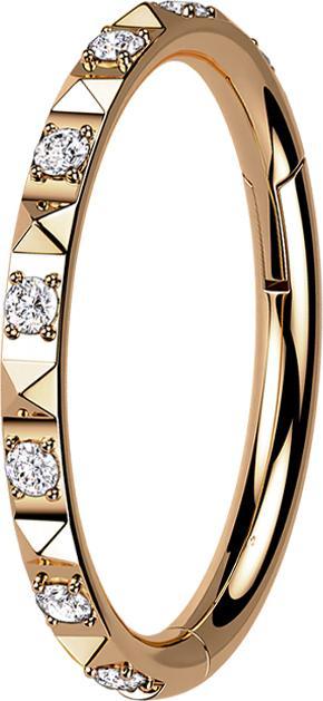 Immagine prodotto Star Piercing Anello a micro segmenti con cerniera in oro rosa con piramidi e cristalli argento (Titanio G23, senza ottone)