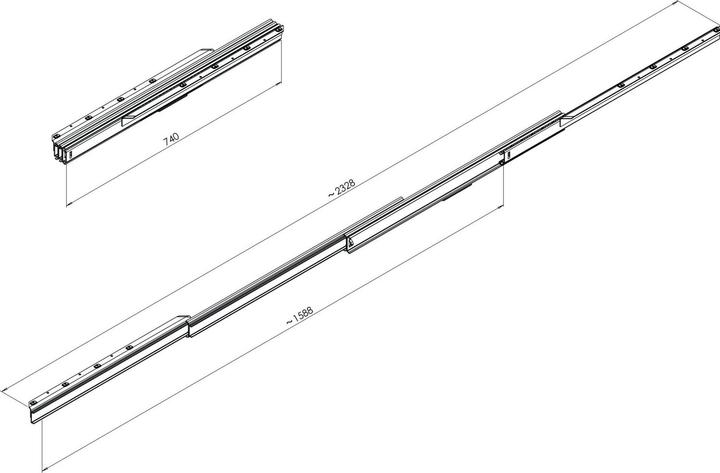 Actual product image Pöttker CLASSIC extension table runner, extension length 2328 mm, 90 kg, galvanised steel