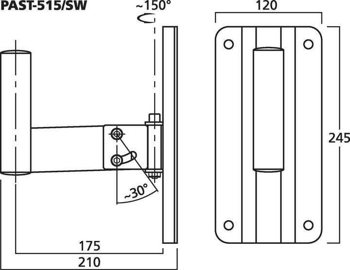 Actual product image Img Stage Line PALoudspeakerMount Tiltable (1 pcs., Wall installation, Pivoting)