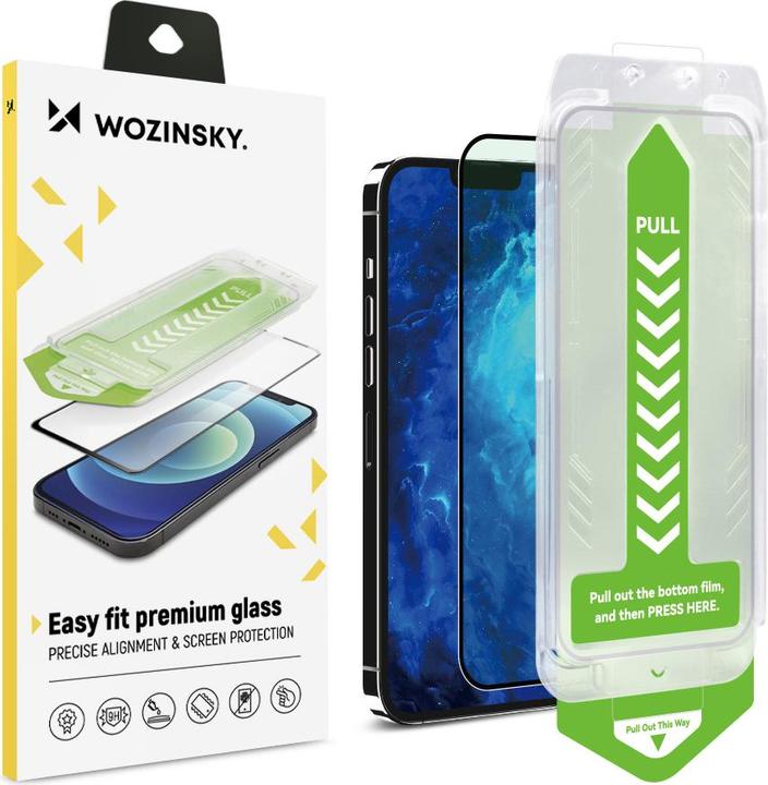 Produktbild Wozinsky 9H gehärtetes Glas mit Montagerahmen für iPhone 13 Premium Glass – Schwarz (1 Stück, Apple iPhone 13)