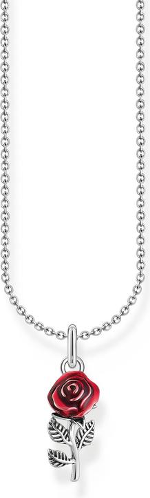 Thomas Sabo Kette mit rotem Rosen-Anhänger Silber (925er Silber, Emaille, 38 cm)