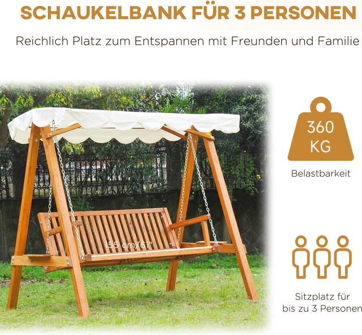 Produktbild Outsunny Hollywoodschaukel Gartenschaukel 3-Sitzer Lärche