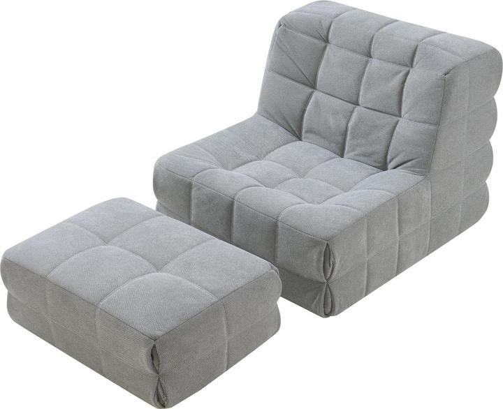 Produktbild En.Casa Bodensessel mit Fusshocker Koskyvn Textil Grau