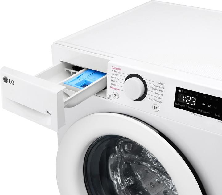 Image du produit LG F4R3010NSWW Lave-linge 10kg AI DD, Classe A-10%, 1400 tr/min, Lavage vapeur (10 kg, Gauche)