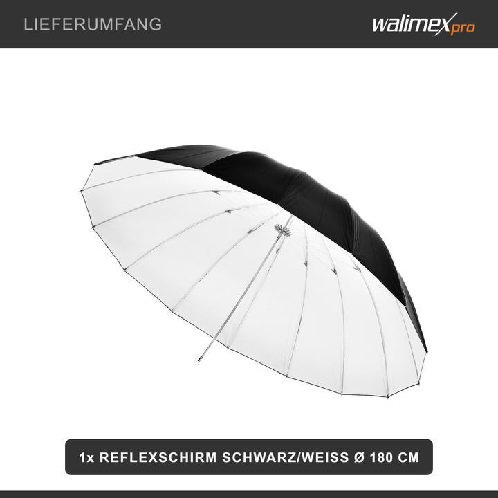 Image du produit Walimex Parapluie Reflex noir/blanc (Parapluie, 180 cm)