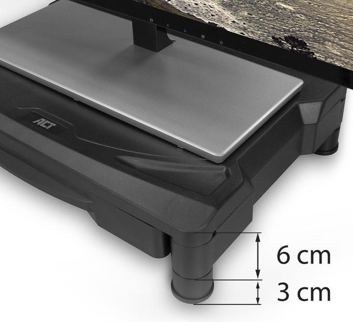 Immagine prodotto Supporto per monitor extra largo con cassetto, fino a 10 kg, altezza regolabile, nero