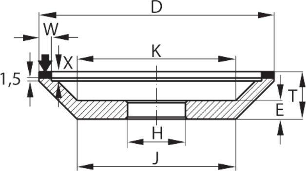Produktbild Tyrolit CBN-Teller-Schleifscheibe D×T×H (mm) 150×25×20 (B126)