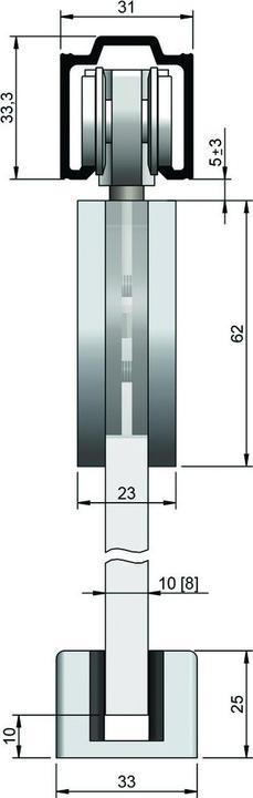 Actual product image Helm Sliding door hardware 73, glass, with flange