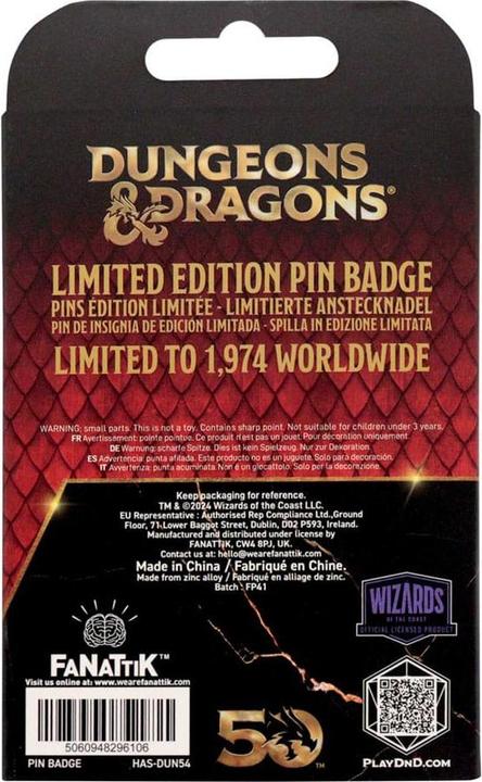 Immagine prodotto Fanattik Distintivo Dungeons & Dragons Alignment Spinner Edizione limitata placcata oro 24k