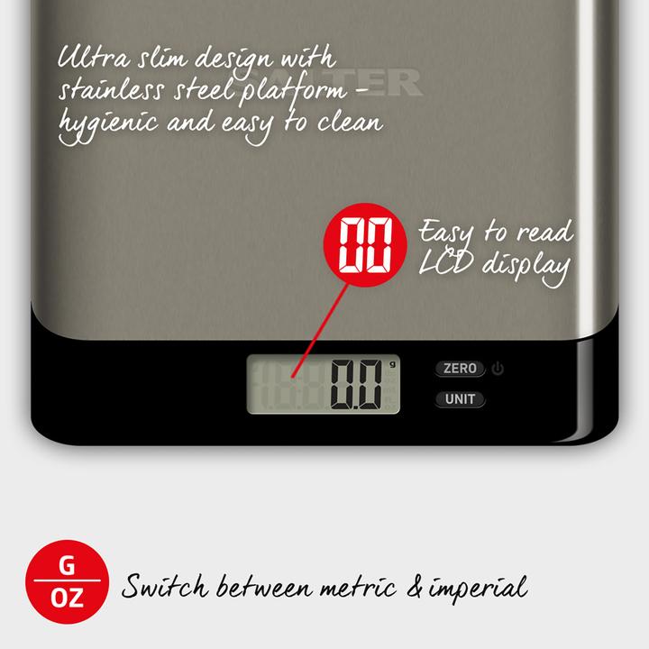 Actual product image Salter 1052A SSBKDR Arc Pro Stainless Steel Digital Kitchen Scale