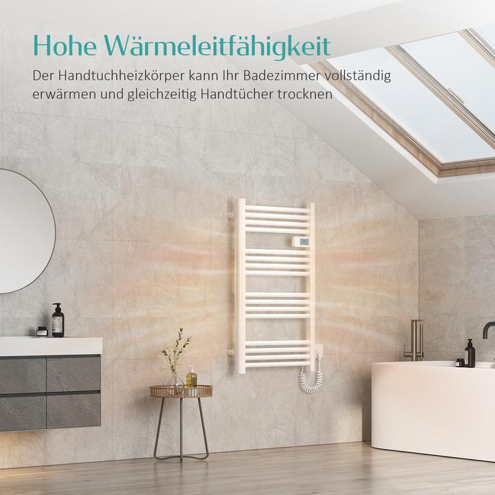 Actual product image Emke Bathroom Radiator Towel Rail Adjustable Temperature Control 96x54cm White 500W (500 W)
