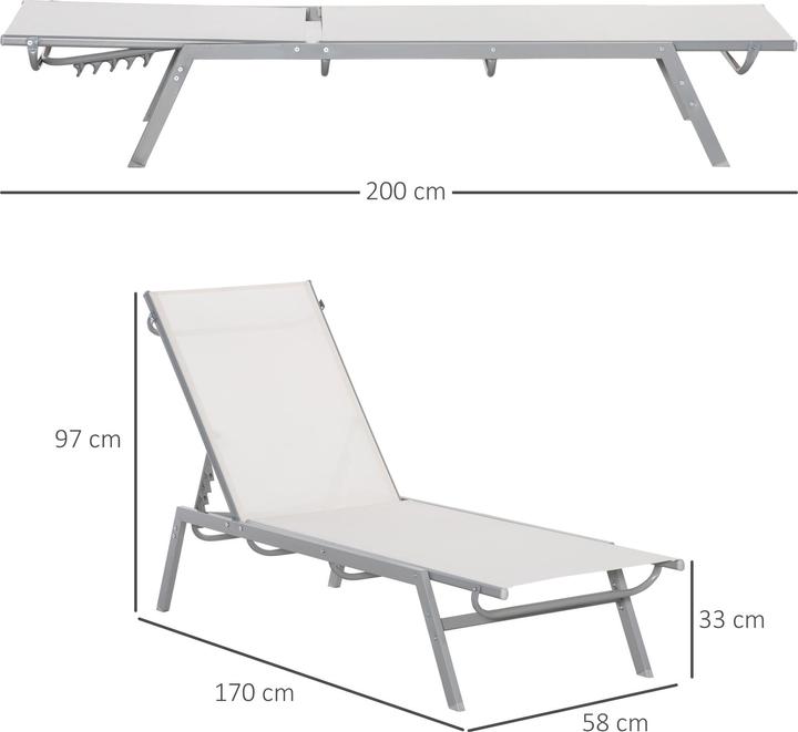 Image du produit Outsunny Chaise longue de jardin avec dossier réglable (170 cm)