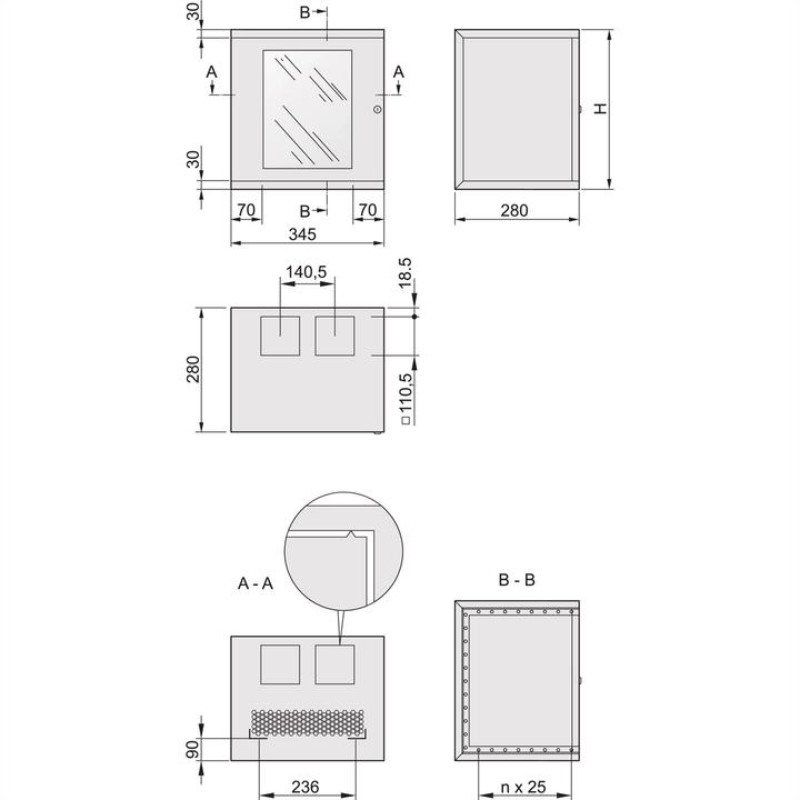 Produktbild Schroff EPCASE 10"-Gehäuse 8 HE mit Glastür, (HxBxT) 462x345x280mm (8 HE, 10 Zoll Rack)