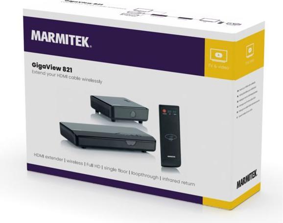 Image du produit Marmitek GigaView 821, transmission vidéo sans fil FullHD, 3D (25 m, HDMI CEC)