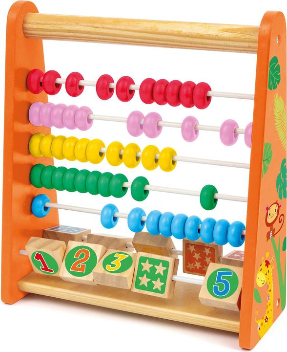 Actual product image Sevi 88049 Wood Eco Smart wooden abacus 22 x 9 x 24 cm, slide rule for learning to count and calculate (German)