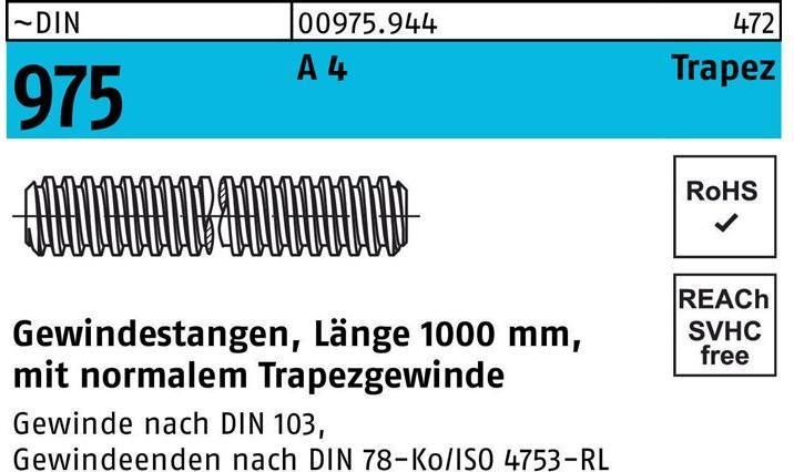 Produktbild Gewindestange DIN 975 Trapezgewinde TR 20 x 4 x 1000mm A 4