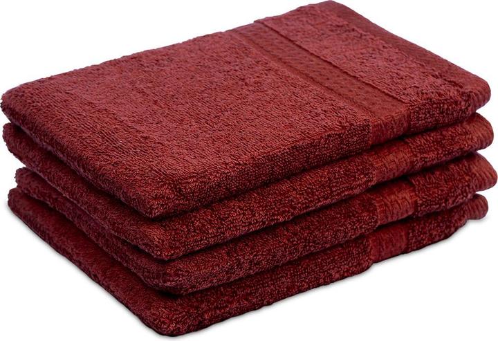 Casativo Set of 4 100% cotton wash gloves, bordeaux (21 x 16 cm)