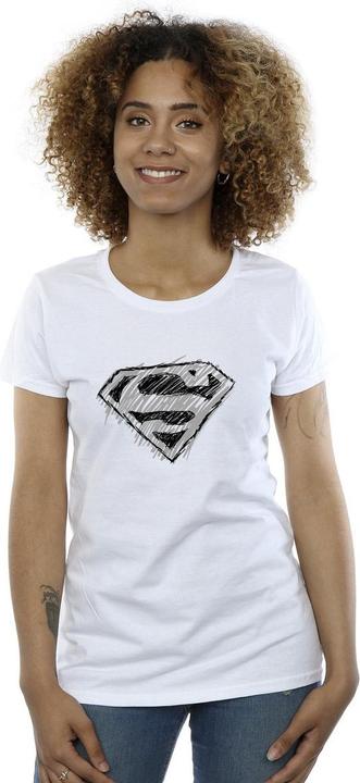 Actual product image Womens/Ladies Superman Logo Sketch Cotton T-Shirt (L)