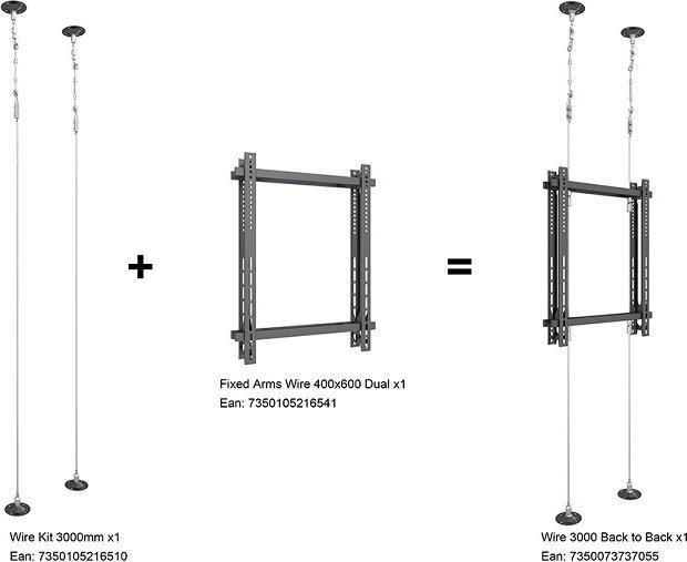 Actual product image Multibrackets Wire Kit Rope holder set, 3000mm, steel (Cable Strips / Sleeves)