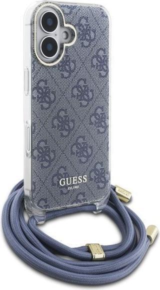 Immagine prodotto Guess GUHCP16SHC4SEB iPhone 16 6.1" niebieski/blu custodia rigida Crossbody Cord 4G Print