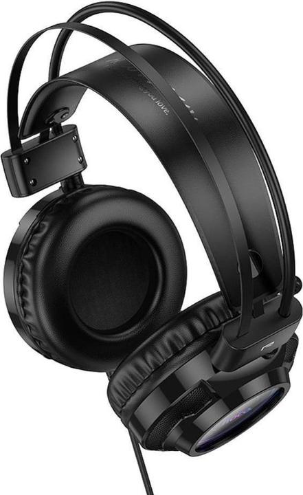 Actual product image Hoco Wired headphones wire headphones USB A + Jack 3,5 mm with microphone gaming W110 2 m black (Cable)