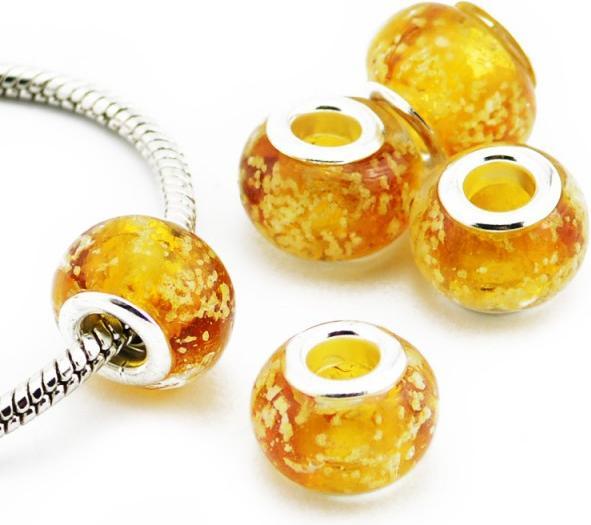 Hermex Glas Bead Perle versilbert 925 - Caramel (Glas, Silber 925)