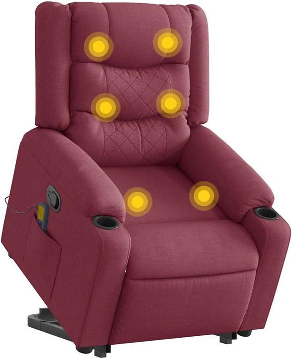 Produktbild VidaXL Massagesessel mit Aufstehhilfe Weinrot Stoff