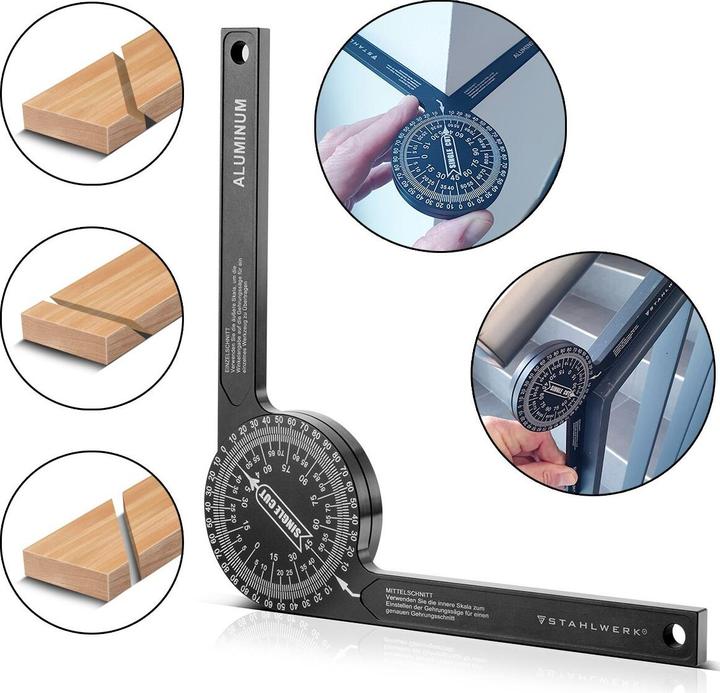 Actual product image Stahlwerk Protractor 360° degree aluminium mitre protractor