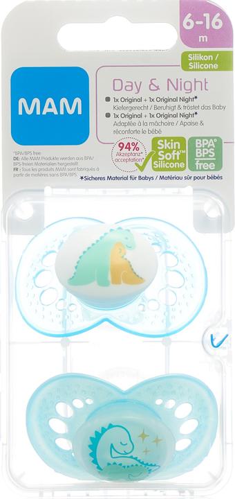 Actual product image MAM Day & Night Nuggi Silikon 6-16 Monate 2x Original 1x Night (1 x, 6 - 16 M.)