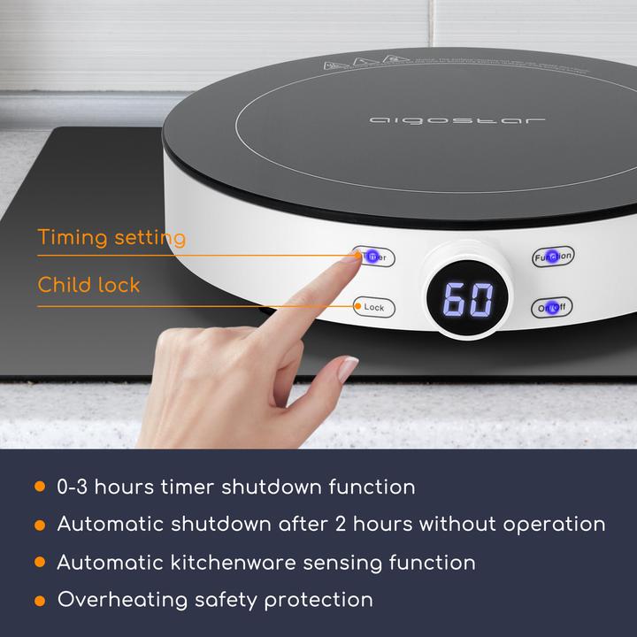 Produktbild Aigostar 2000W Circular type Induction Cooker Black VDE / Cookmate