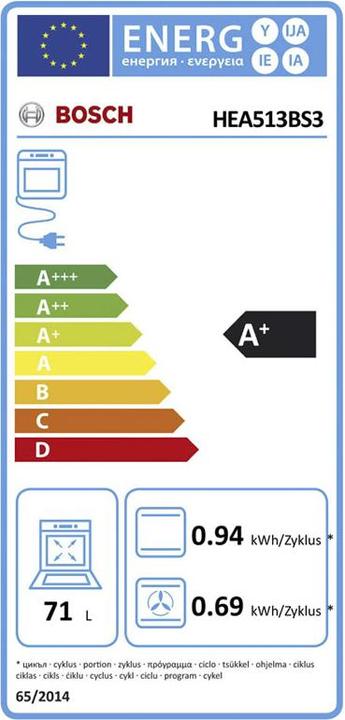Energie-Label Bosch Hausgeräte HEA513BS3 & NKE611GA2E Herdset 230V