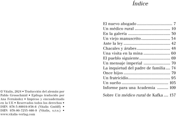 Image du produit Vitalis Un médico rural (Edición de Praga) (Espagnol, Ana Grosschmid, Karel Hruška, Ana Fernández, Pablo Grosschmid, Fernández, Franz Kafka, Pablo, 2024)