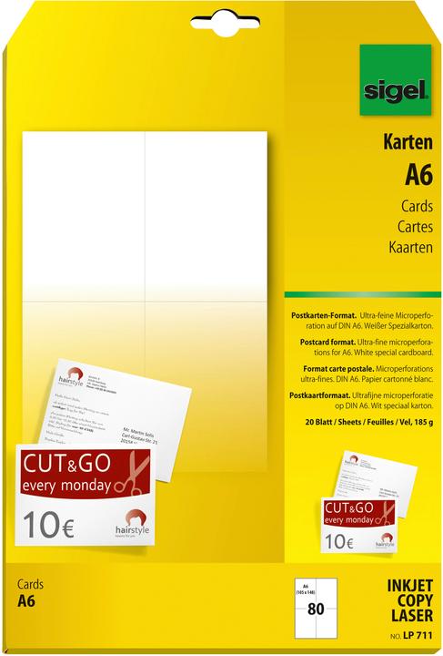 Sigel Postkarten (185 g/m², 20 x, A6)